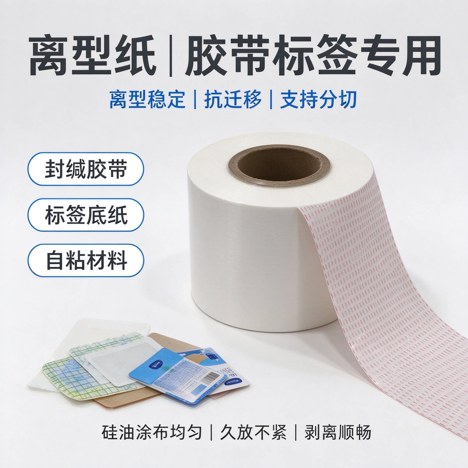 气泡袋信封口防粘底纸可以印刷光滑格拉辛离型纸不干胶硅油覆膜纸