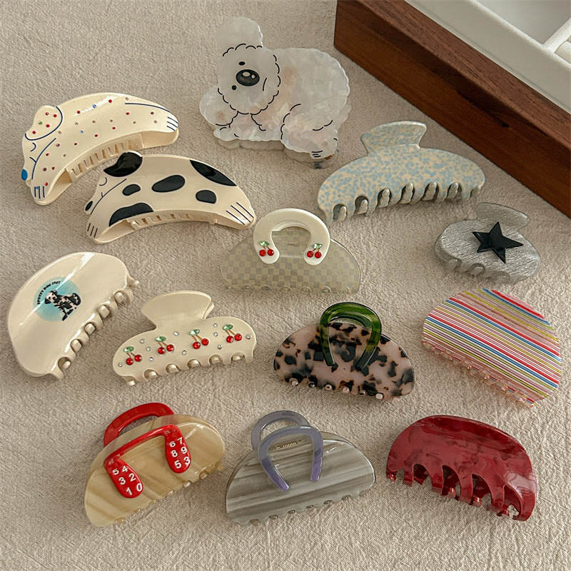 郁金香发夹女可爱小狗鲨鱼夹