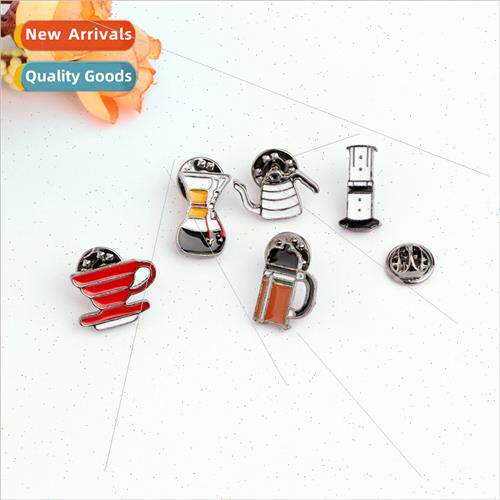 brooches cartoon cute fashion coffee pot coffee machine cup
