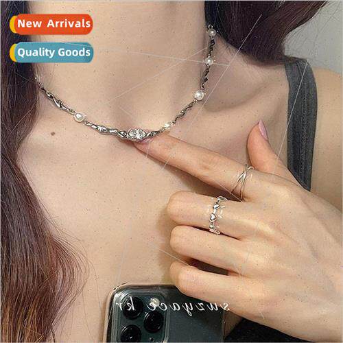 che sweet cool pearl rhinestone necklace women ins hundred s
