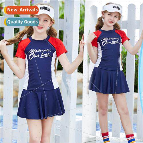 Girls One-piece Skirt Swimsu Casual Sports Middle and Big Ki
