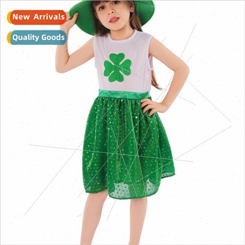 St. Patricks Day new childrens dresses St. Pa green round sa图片