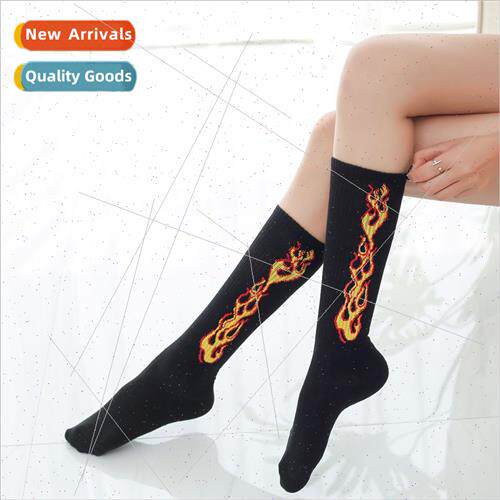 New skateboarding flame socks set hip-hop sports riding mid-