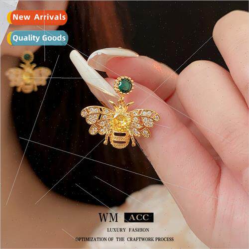 lver pin zirconia bee small metal earrings fashion hundred m