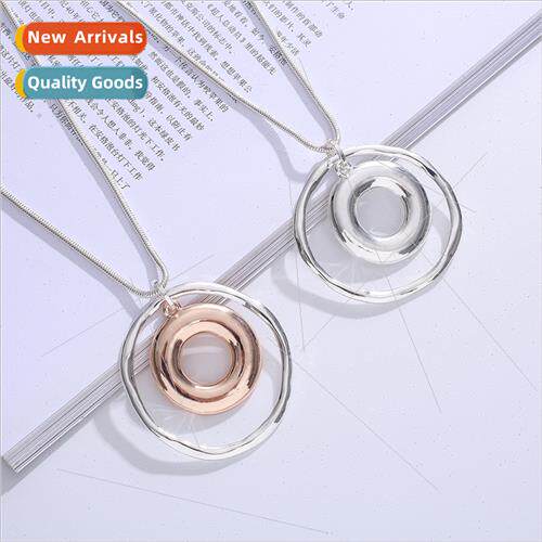 Europe popular necklace geometric double ring short pendant