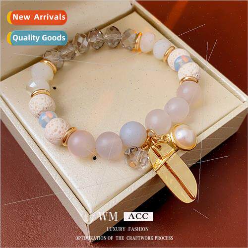 Metal Oval Pearl Natural Stone Crystal Stch Bracelet Fashion