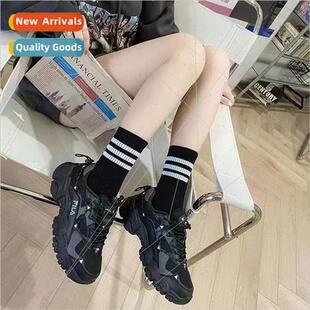 and women mid socks cotton men whe Striped black