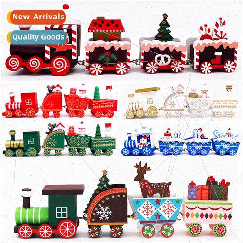 Christmas gifts wooden train desktop ornaments Christmas chi