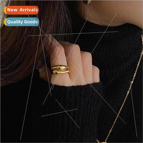Suggested stacking Irregular wave geometric open-ended ring