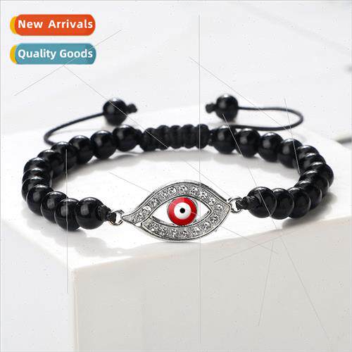 Evil Eyes Bracelet Rhinestone Red Handmade Smiley Bracelet D