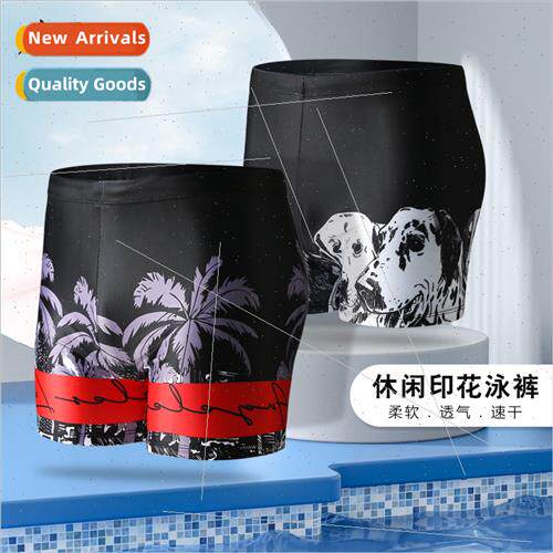 Adult Mens Flat Angle Quick Dry Swimming Pants Printed Fashi
