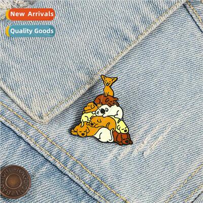Japan Korea creative alloy badge husky chihuahua dog pile ca