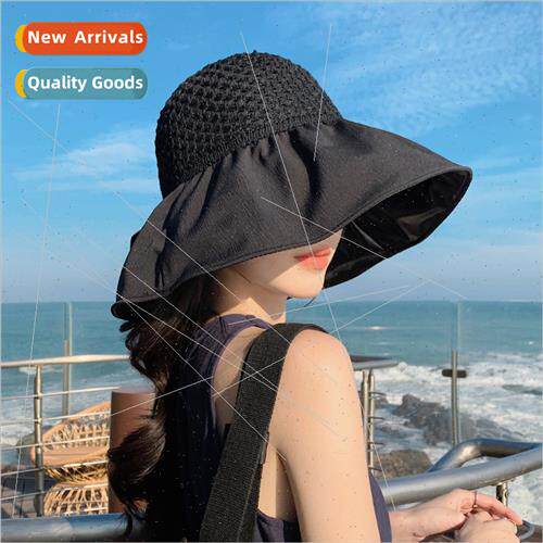 2023 Korea  summer hat female mesh straw top large brim fish