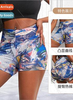 Europe Sweatpants Fness Women High Waist Yoga Pants Printed