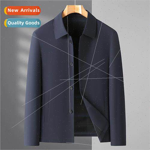 Men spring autumn jacket in middle-aged elderly fat collar j