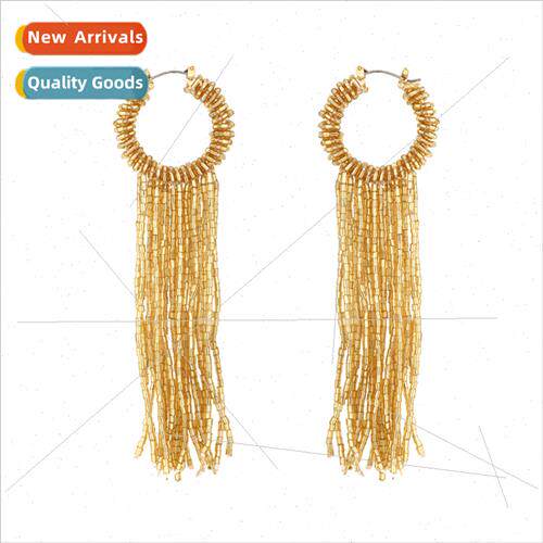 ZA exaggerated design Bohemian long handmade beaded tassel e
