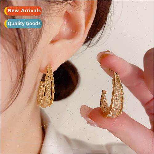 Korea simple metal grid geometric earrings s925 silver pin c