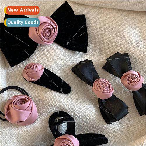 Japan pink flowers girlish bow hair bhair clips rose vintage