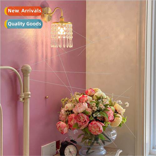 French wind chime brass crystal wall lamp American retro lig