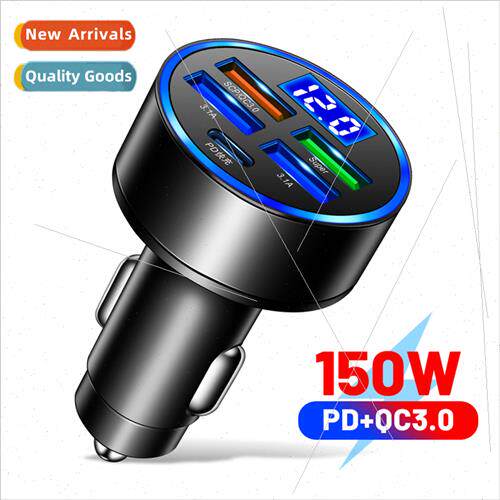 Standard 150W 5-in-1 car charger wh digal display 5-port car