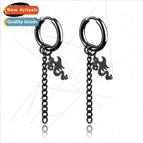 Chinese dragon earrings tanium steel earrings whout ear hole