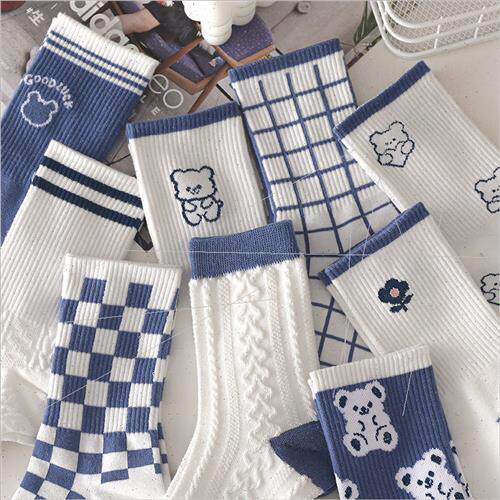 Blue socks womens mid-calf spring and summer thin section cu