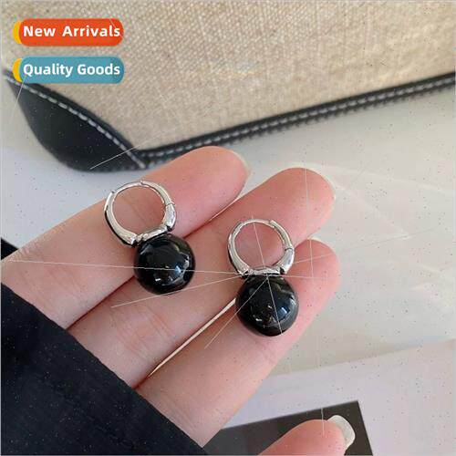 mple black pearl earrings buckle commuter versatile earrings