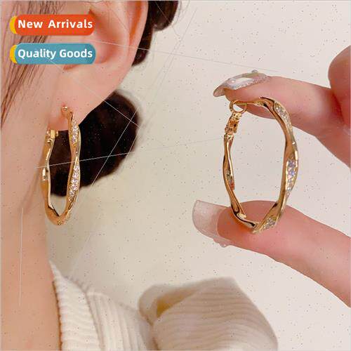 mple cold diamond-set metal circle earrings retro fashion ni