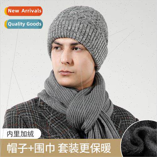 Winter mens knted wool hat scarf warm cold padded business s