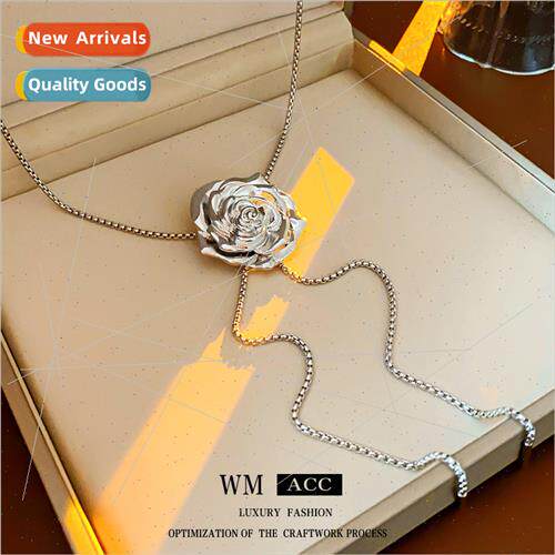 Metal Flower Pull-Out Necklace Europe Collarbone Chain Cold