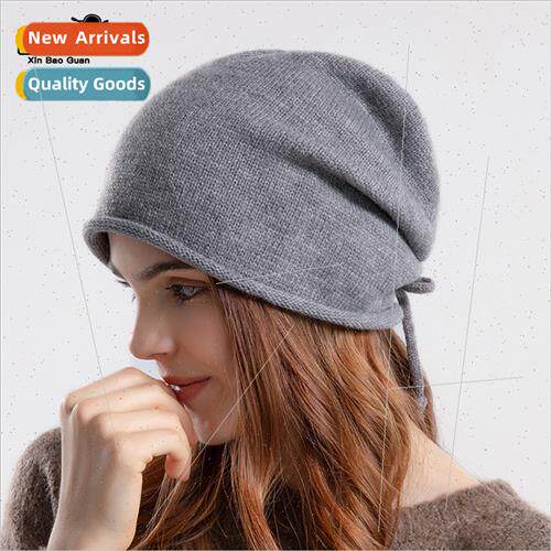 8150 fall winter thin knted pile cap warm set head hat femal