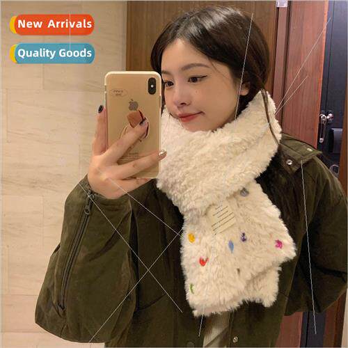 Milk ~ Korea ins fashion button plush scarf female fall wint