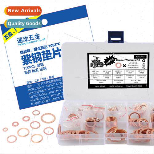 150pcs-M5-M20 Purple Copper Gasket Flat Washer Set Purple Co