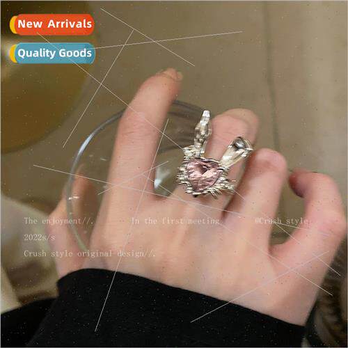 2023 playful rabb zirconia open ring female fall winter Kore