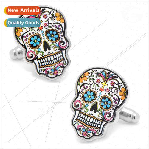 printing skull men French shirt cufflinks pure copper sleeve