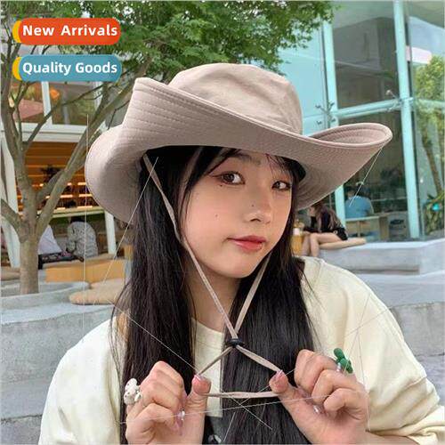 Western cowboy large brim drawstring fisherman hat female su