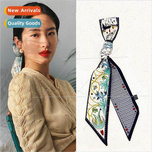 Decorative small silk scarf women simulation silk double lon