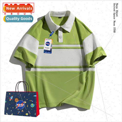 short-sleeved polo shirt men summer striped collared t-shirt