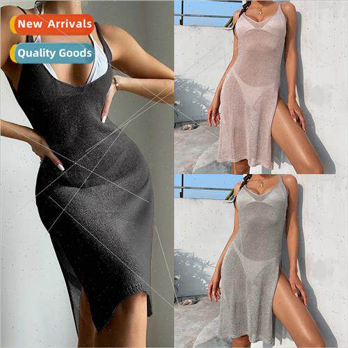 2023 New Europe Beach Jacket Sexy Kn Hollow Out Cover Up Bik