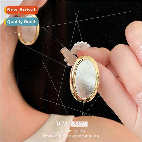 lver pin simple oval metal earrings French hundred earrings