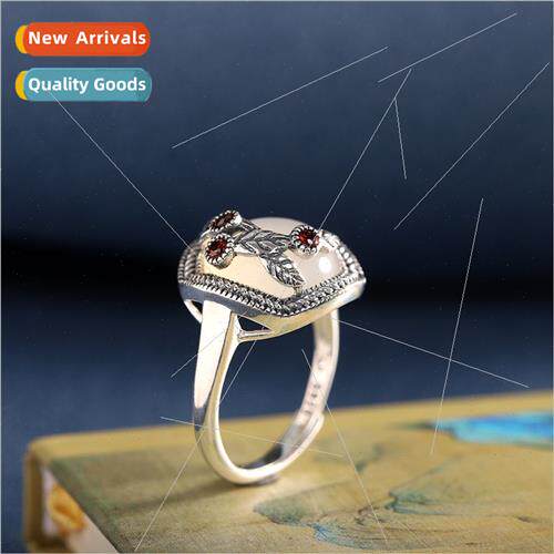 Faux whe chalcedony vintage flower ring female hundred wh le