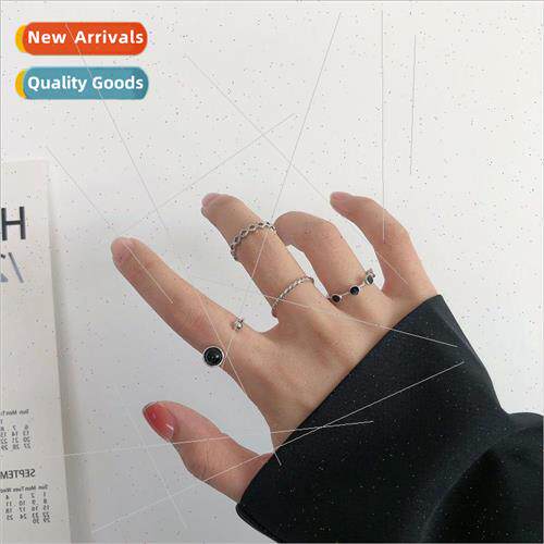 Cold Breeze 4 pcs Open Knuckle Ring Set Minimalist Black Dri