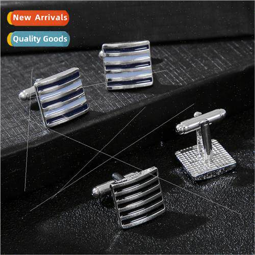 New French Stripe Baking Lacquer Business Cufflinks Fashion