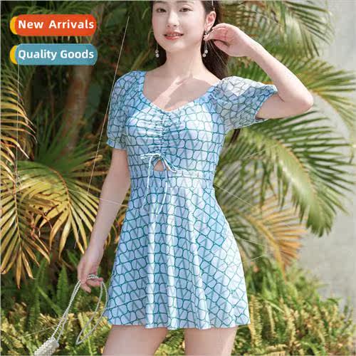 2023 new swimsu womens conservative one-piece flat wh short-