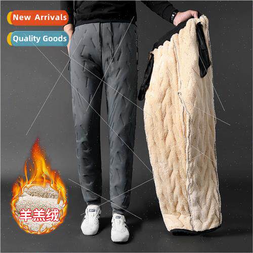 Lambswool down cotton pants men winter outside padded thicke
