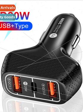 Multi Interface 2USB+Type-c Car Charger Dual USB Port + PD C