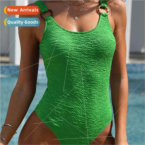 2024 New Europe Sexy Jacquard One-piece Swimsu Women Solid C