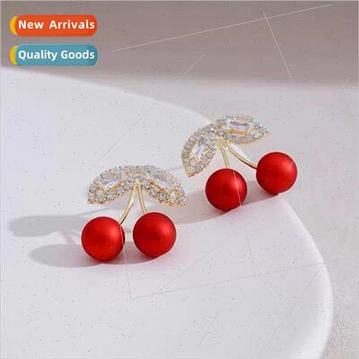 925 silver pin cherry fru earrings female French earrings 20