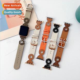 适用Apple double-sided gourd colorful leather strap apple wa