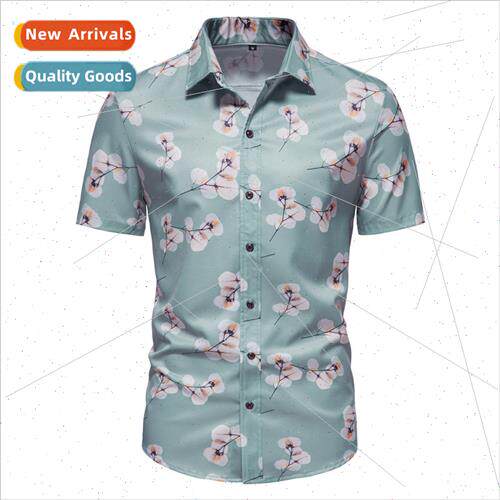 Eurocode Men Fashion Business Beach Short Sleeve Shirt Polka